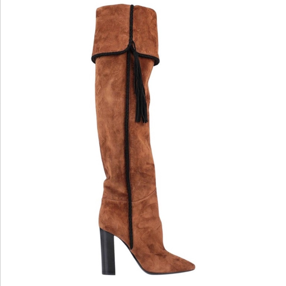 Saint Laurent Suede Knee High Boots